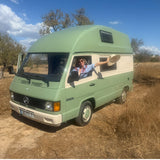 Rent a Camper Van mercedes MB 100 from Faro for Your van trip in Algarve coast Portugal verde