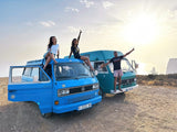Rent a icône Campervan Volkswagen LT31 Faro Algarve (4pax) for a road surf trip from Faro for Your van trip in Algarve coast Portugal