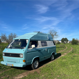 Rent a Campervan a icône Classic Combi Volkswagen T3 Westfalia (2pax) from Faro for Your van and surf trip in Algarve coast Portugal