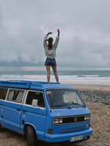 Rent a Campervan Classic Combi (4pax) Volkswagen T3 Azul, from Faro for Your van and surf trip in Algarve coast Portugal