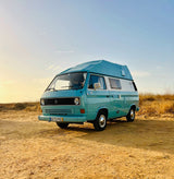 Rent a Campervan a icône Classic Combi Volkswagen T3 Westfalia (2pax) from Faro for Your van and surf trip in Algarve coast Portugal