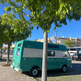 Rent a icône Campervan Volkswagen LT31 Faro Algarve (4pax) for a road surf trip from Faro for Your van trip in Algarve coast Portugal