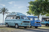 Rent a Campervan a icône Classic Combi Volkswagen T3 Westfalia (2pax) from Faro for Your van and surf trip in Algarve coast Portugal