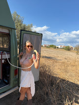 Rent a Camper Van mercedes MB 100 from Faro for Your van trip in Algarve coast Portugal verde