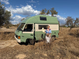Rent a Camper Van mercedes MB 100 from Faro for Your van trip in Algarve coast Portugal verde
