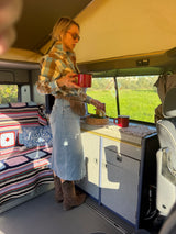 Volkswagen amarelo T4 Camper van to rent from Faro for Your van trip in Algarve coast Portugal