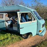 Rent a Campervan a icône Classic Combi Volkswagen T3 Westfalia (2pax) from Faro for Your van and surf trip in Algarve coast Portugal