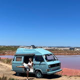 Rent a Campervan Classic Combi (2pax) Volkswagen T3  westfalia from Faro for Your van and surf trip in Algarve coast Portugal