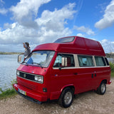Rent a campervan classic (4 pax) VOLKSWAGEN T3 from Faro for Your van and surf trip in Algarve coast Portugal