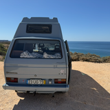 Rent a campervan classic (4 pax) VOLKSWAGEN T3 from Faro for Your van and surf trip in Algarve coast Portugal