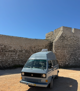 Rent a campervan classic (4 pax) VOLKSWAGEN T3 from Faro for Your van and surf trip in Algarve coast Portugal
