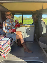 Volkswagen amarelo T4 Camper van to rent from Faro for Your van trip in Algarve coast Portugal