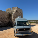 Rent a campervan classic (4 pax) VOLKSWAGEN T3 from Faro for Your van and surf trip in Algarve coast Portugal