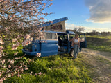 Rent a Campervan Classic Combi (4pax) Volkswagen T3  Azul, from Faro for Your van and surf trip in Algarve coast Portugal