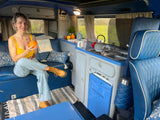 Rent a Campervan Classic Combi (4pax) Volkswagen T3  Azul, from Faro for Your van and surf trip in Algarve coast Portugal