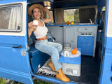 Rent a Campervan Classic Combi (4pax) Volkswagen T3  Azul, from Faro for Your van and surf trip in Algarve coast Portugal