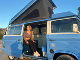 Rent a Campervan Classic Combi (4pax) Volkswagen T3  Azul, from Faro for Your van and surf trip in Algarve coast Portugal