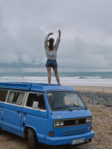 Rent a Campervan Classic Combi (4pax) Volkswagen T3  Azul, from Faro for Your van and surf trip in Algarve coast Portugal