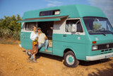 Rent a icône Campervan  Volkswagen LT31 Faro Algarve (4pax) for a road surf trip from Faro for Your van trip in Algarve coast Portugal