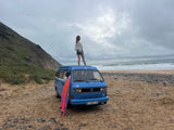 Rent a Campervan Classic Combi (4pax) Volkswagen T3  Azul, from Faro for Your van and surf trip in Algarve coast Portugal