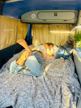 Rent a Campervan Classic Combi (4pax) Volkswagen T3  Azul, from Faro for Your van and surf trip in Algarve coast Portugal